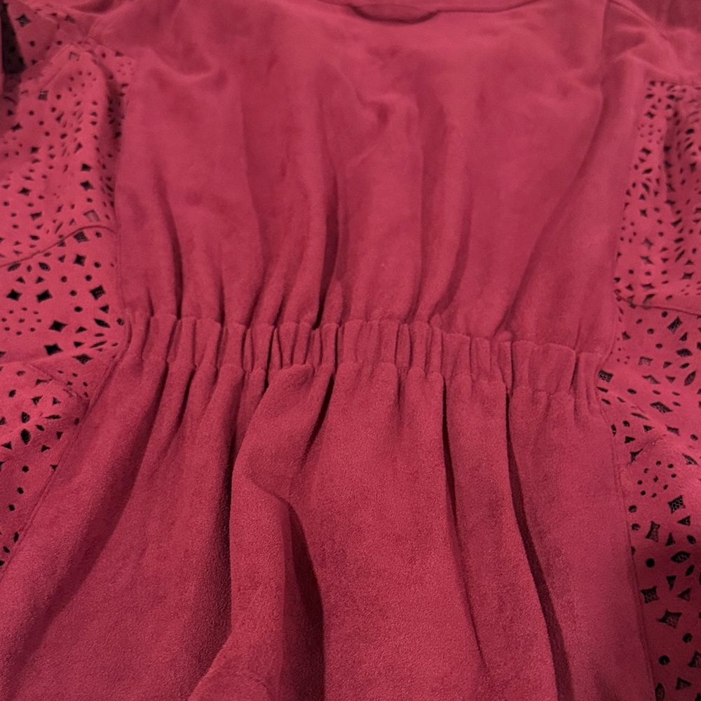 In Earnest Burgundy by Byron Lars Button Down Shirt with Cutout Accents - Picture 11 of 15